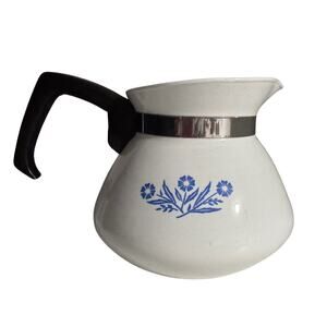 Vintage Corning Ware Coffee Pot – Blue Pattern, Pyroceram Percolator Server, MCM